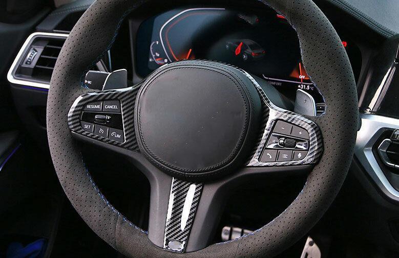Fit for BMW 3 Series G20 2019-2021 Carbon Fiber Steering Wheel Button Cover Trim