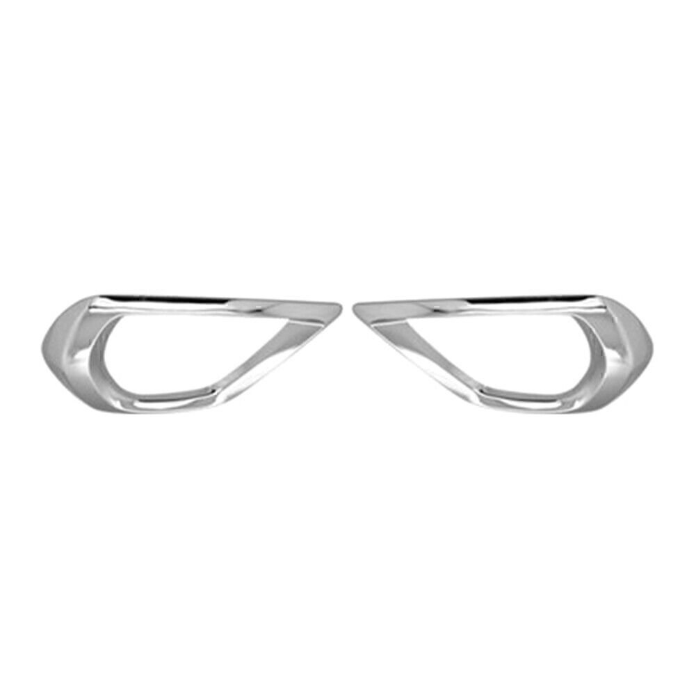Two-piece chrome-plated front fog light cover for Subaru Forester 2013, 2014, and 2015 models.
