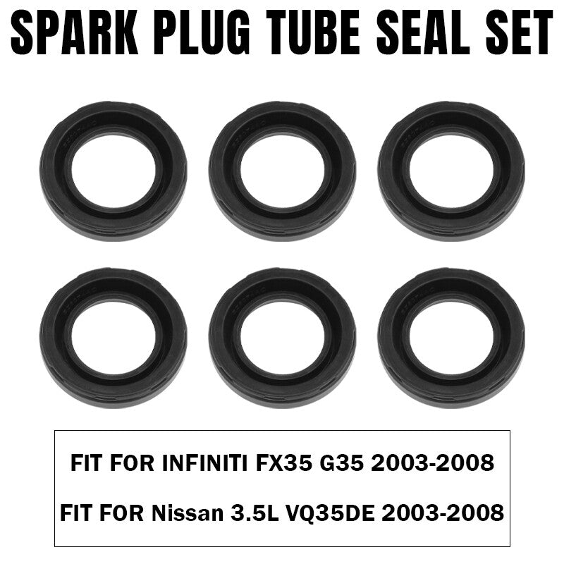 6x Spark Plug Tube Seal Set For 1995-16 for Nissan Altima Frontier Maxima 4.0L 3.5L