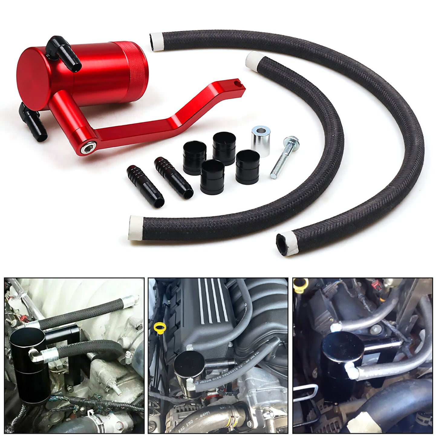Aluminum Alloy 6.4L Billet Oil Catch Can Kit For HEMI 5.7L/6.4L 2011-2023