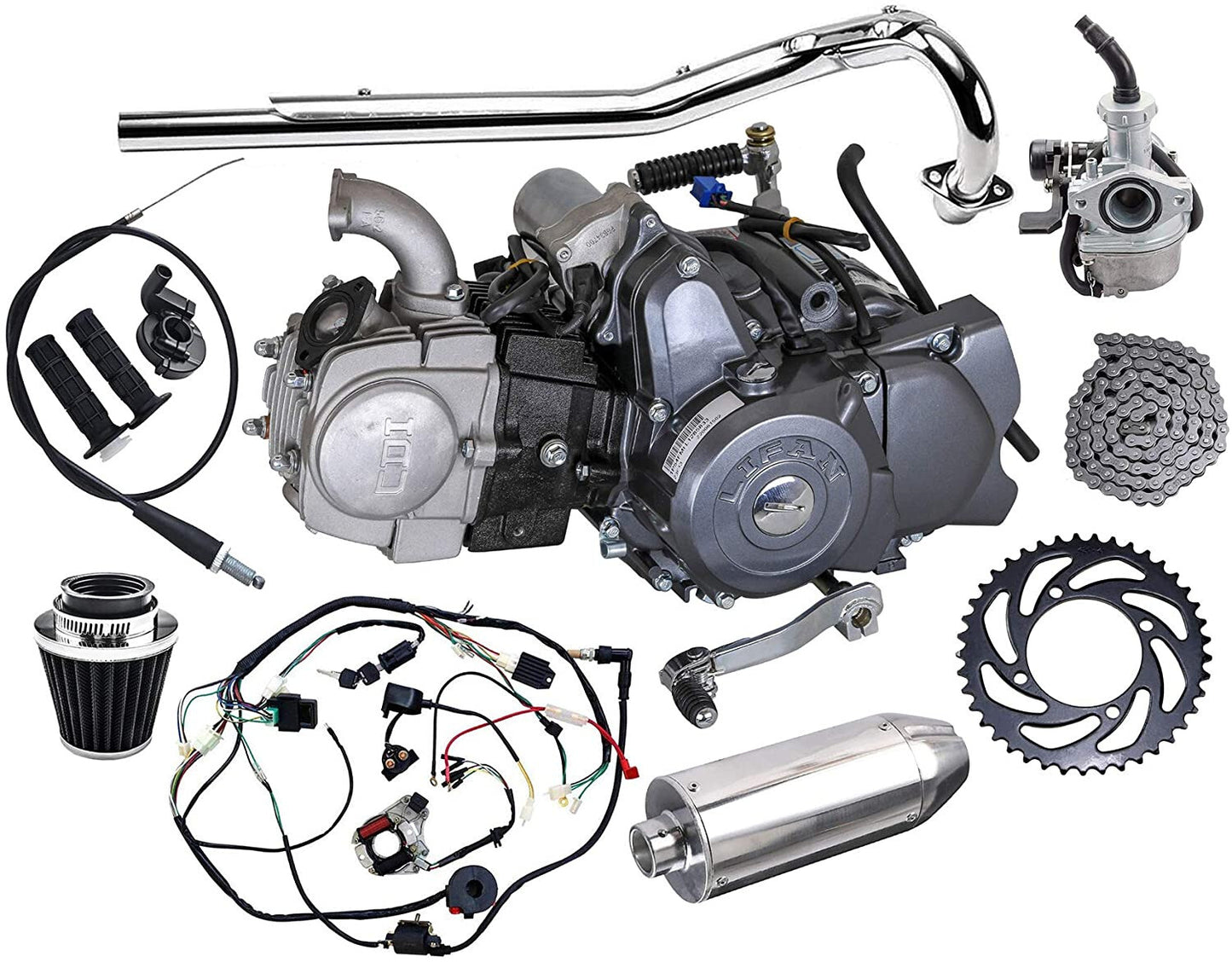 for Lifan 125cc engine motor kit, semi-automatic, suitable for all-terrain vehicles, off-road bikes, for Honda CT70, CR50, XR70