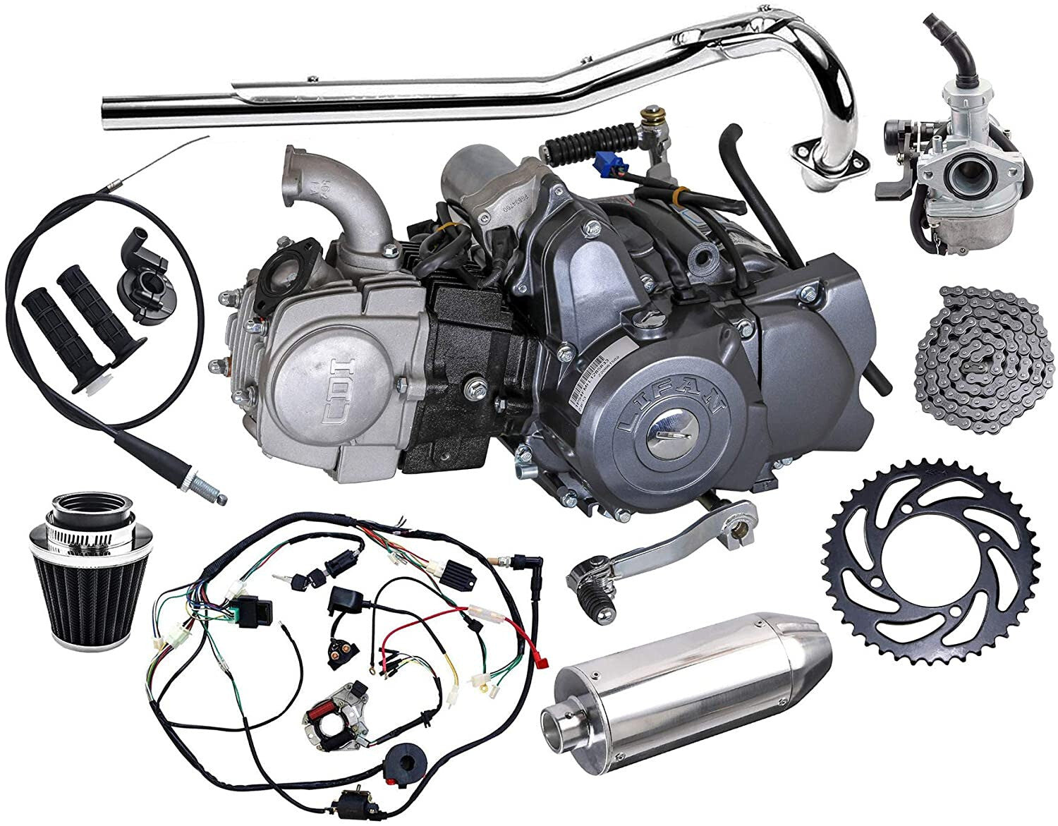 for Lifan 125cc engine motor kit, semi-automatic, suitable for all-terrain vehicles, off-road bikes, for Honda CT70, CR50, XR70