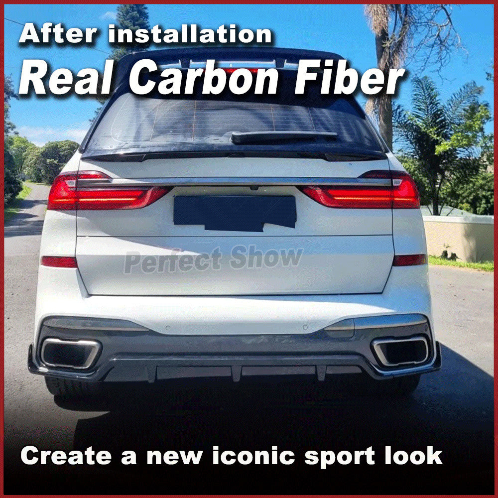 3PCS REAL CARBON Rear Bumper Diffuser Lip for BMW X7 G07 M-SPORT 4-Door 2019-21