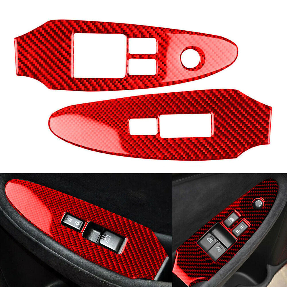 Red carbon fiber window switch panel frame trim suitable for Nissan 370Z 2009 - 2020 LHD