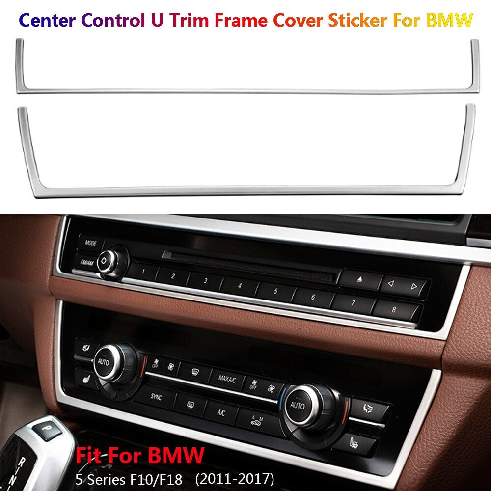 2Pcs Stainless Steel for BMW 5 Series F10 Car Center Console U Cover Trim Strips