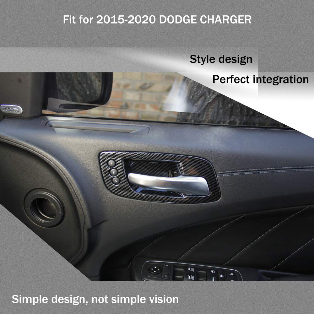 Carbon Fiber interior Door Handle Bowl Trims Cover Fit for Dodge Charger 2011+