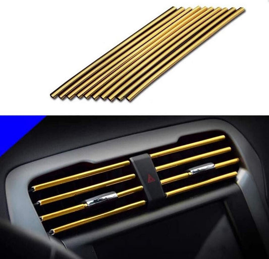 10-piece molded decorative strip for car air conditioning sockets, gold-colored, suitable for Cadillacs.