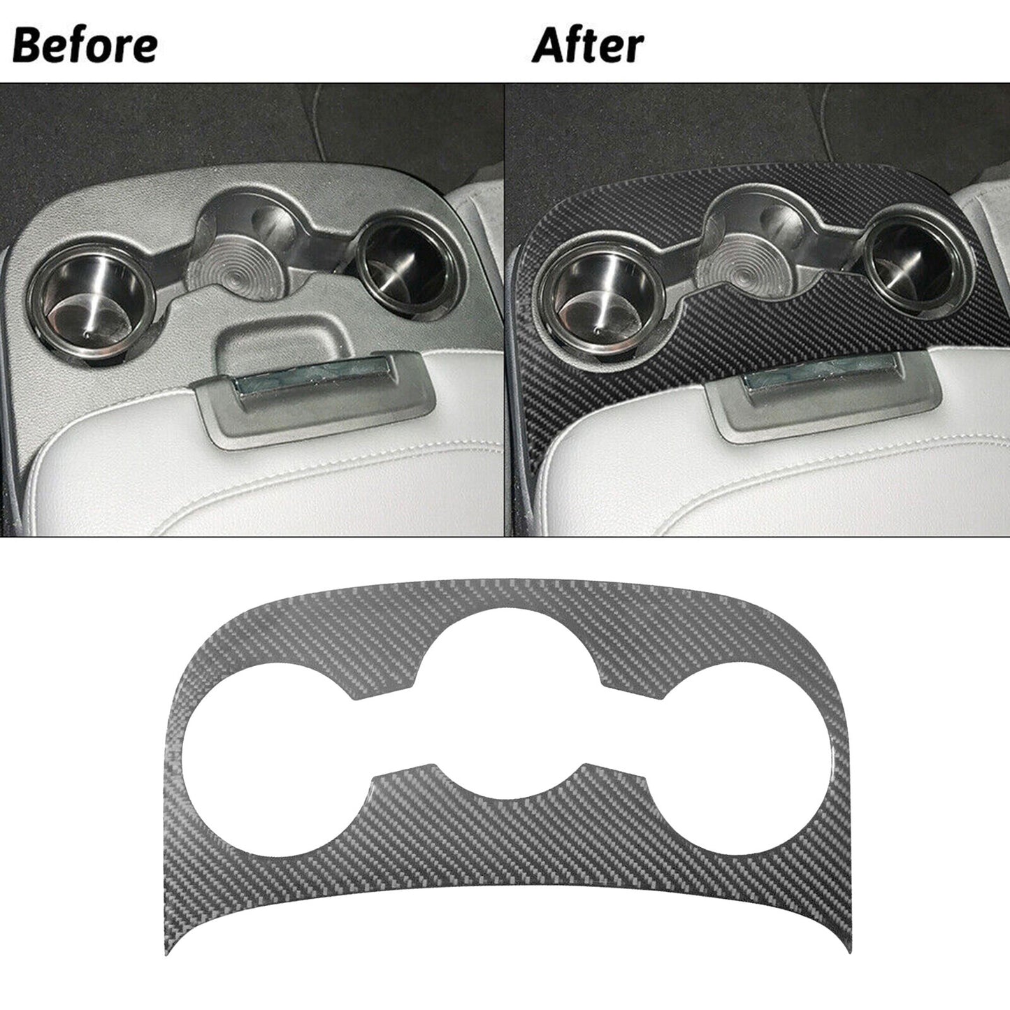 for Dodge for RAM 1500 2013-2018 Carbon Fiber Center Armrest Cupholder Cover Trim