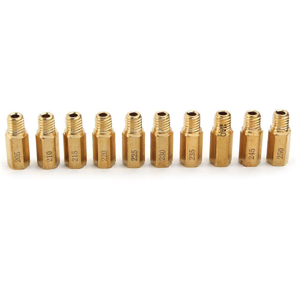 10PCS Carburetor Main Jets Slow/Pilot Jet Kit For Keihin PWK OKO CVK 205-250 GLD