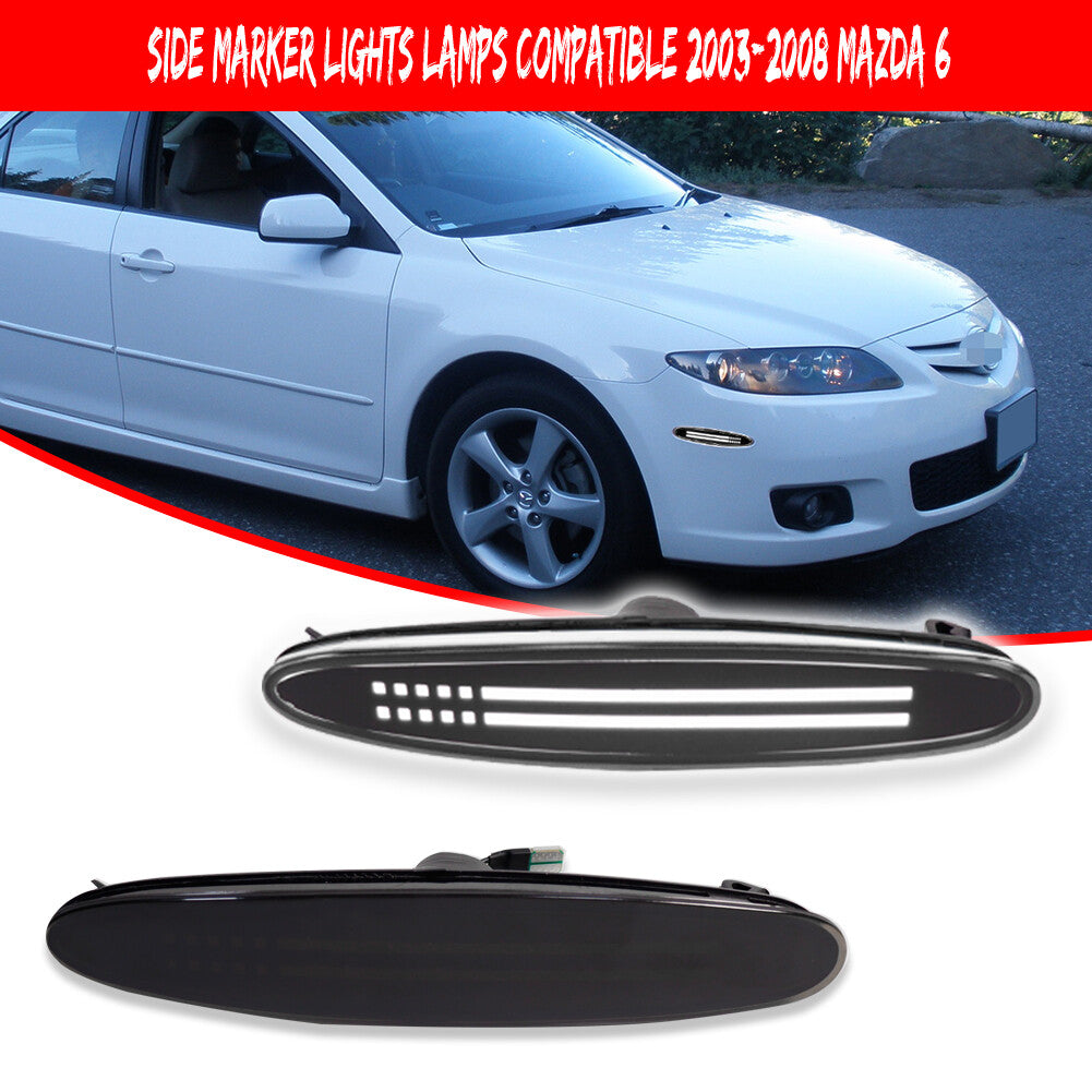 Suitable for 03-08 Mazd for A6,Mazdaspeed6, GG1, GY1 Smoked White LED Side Marker Lights