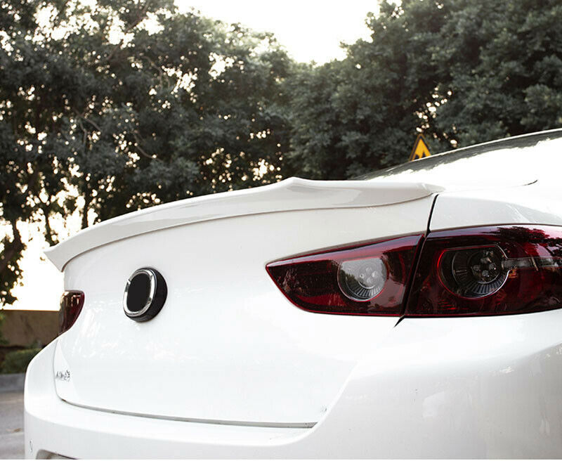 Pearl White Rear Trunk Lip Spoiler Visor Wing for Mazda 3 Axela sedan 2019-2024