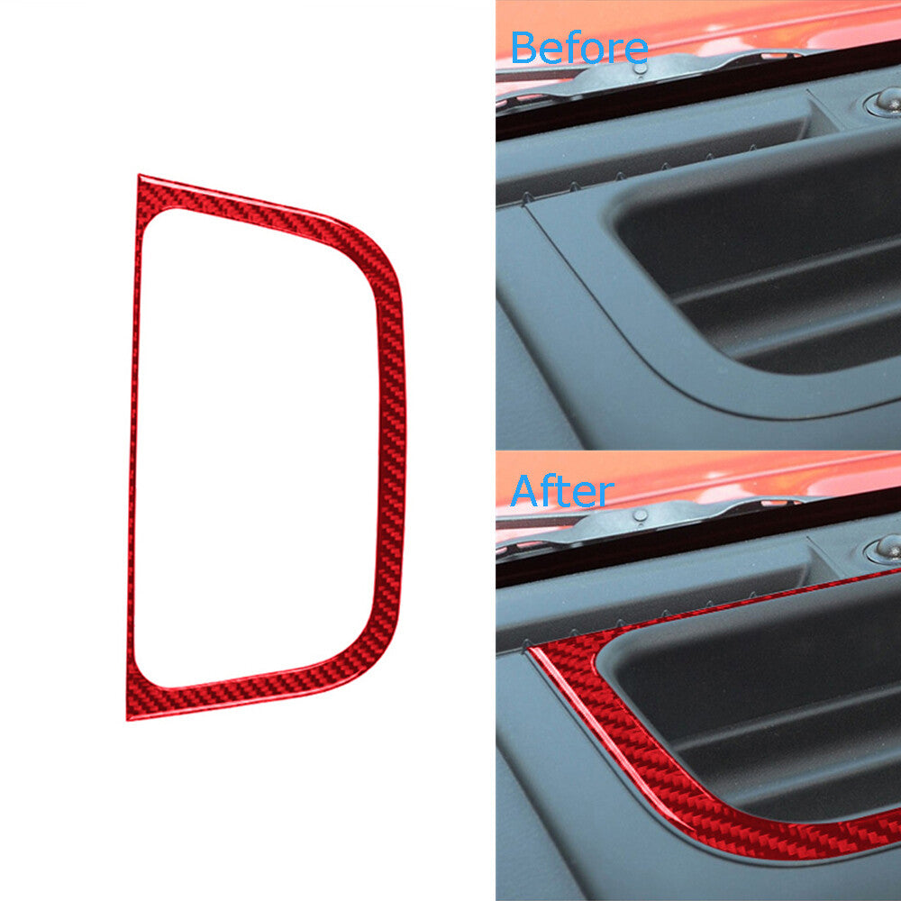 Red Carbon Fiber Radio Upper Storage Box Frame Cover for Jeep for Wrangler JK 11-17