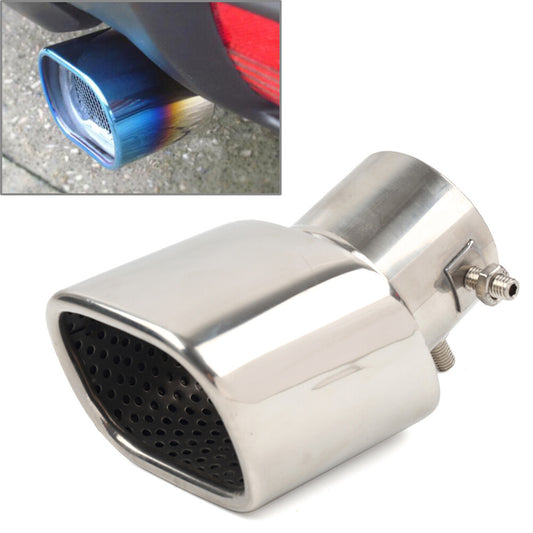 Car Stainless Steel Rear Exhaust Pipe Tail Muffler Tip Throat Tailpipe Silver