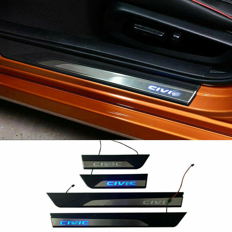 for Honda for Civic Sedan 2016-2021 Blue Illuminated LED Door Sill Scuff Plate Guard