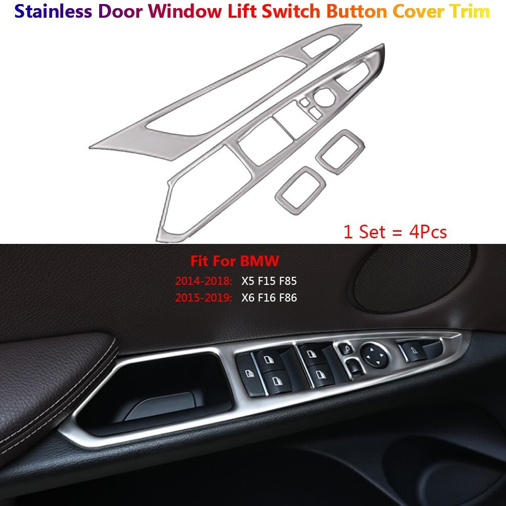 Stainless for BMW X5 X6 F15 F16 Car Interior Door Window Switch Panel Cover Trim