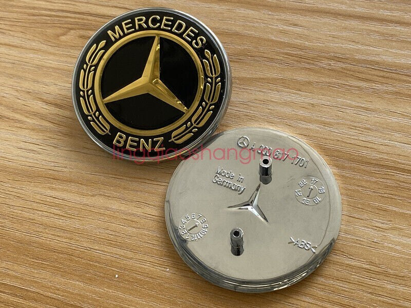 AMG for Mercedes-Benz CLK CLS E ML GL FRONT HOOD BADGE GOLD BLACK EMBLEM