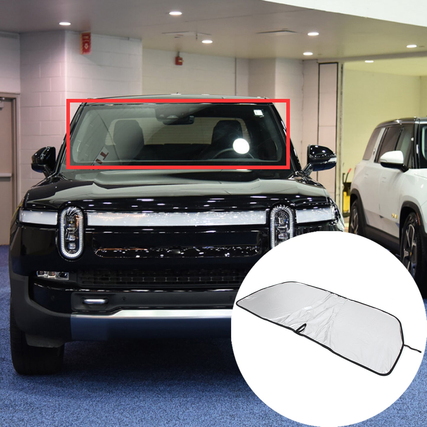 Foldable front and rear window windshield sunshade UV block for Rivian for R1T