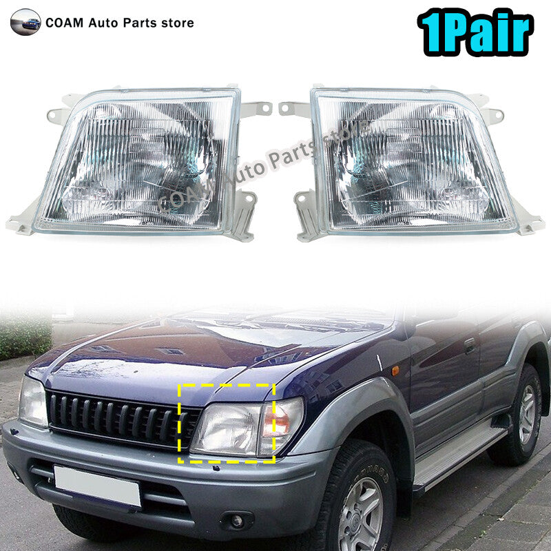 A pair of glass headlights are suitable for the for Toyota for Land Cruiser Prado LC90 1996 2002