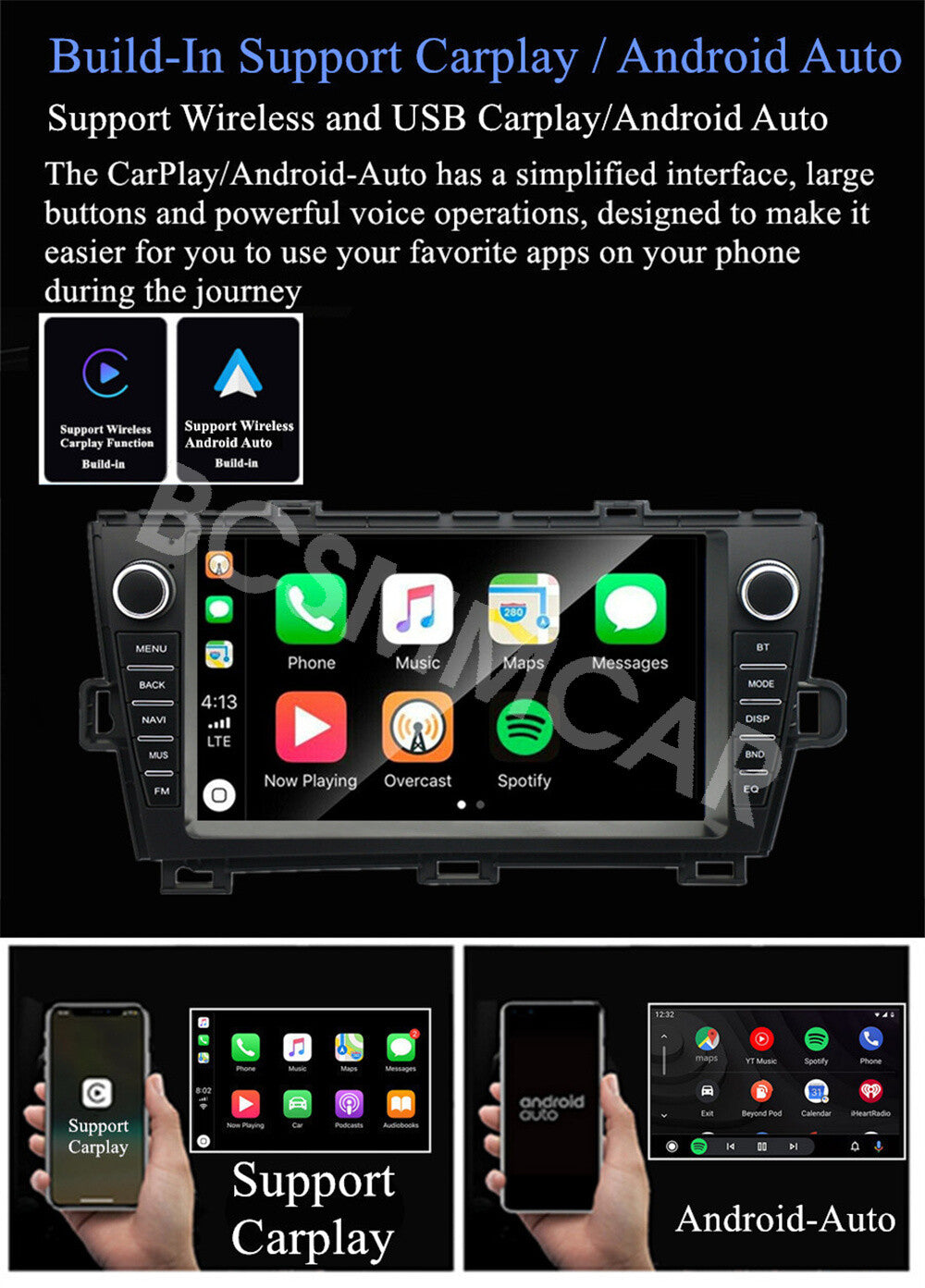 Fit for Toyota Prius 2010-2015 LHD Touch Screen Stereo Radio GPS WiFi Head Unit