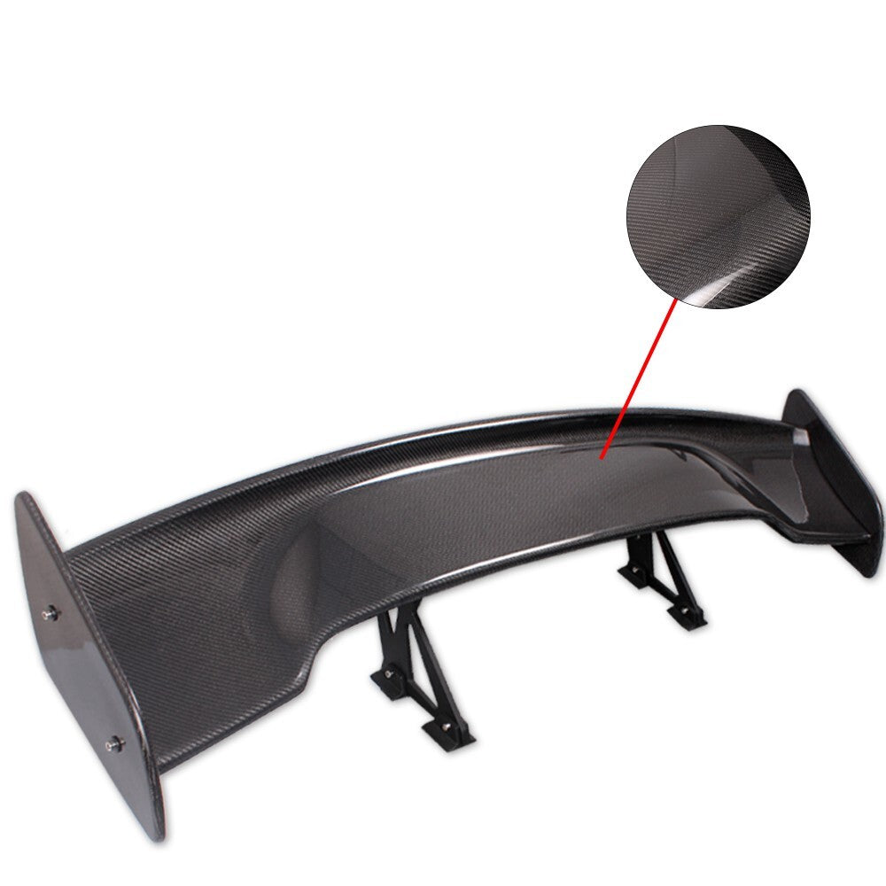 JDM UNIVERSAL CARBON FIBER GT-STYLE 57 RACING REAR BACK SPOILER WING+BRACKETS