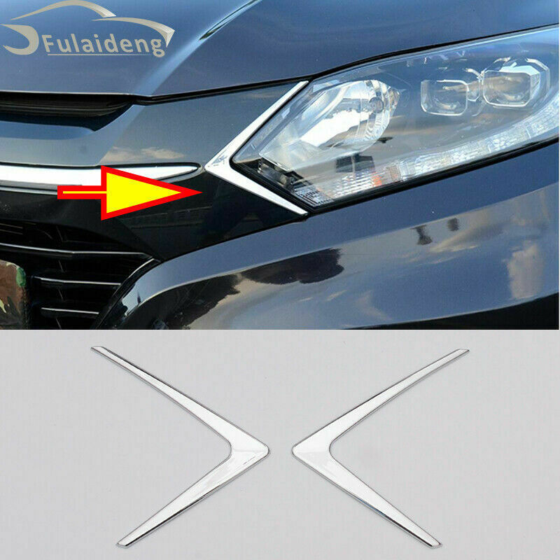 for Honda HR-V Vezel 2016-2020 Chrome Front Head Light Lamp Strip eyebrow Trim