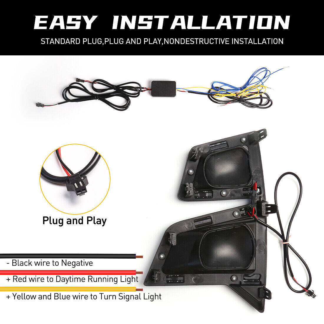 A pair of LED daytime running lights (DRL) and fog lights for Isuzu D-Max 2020, 2021, and 2022 models.