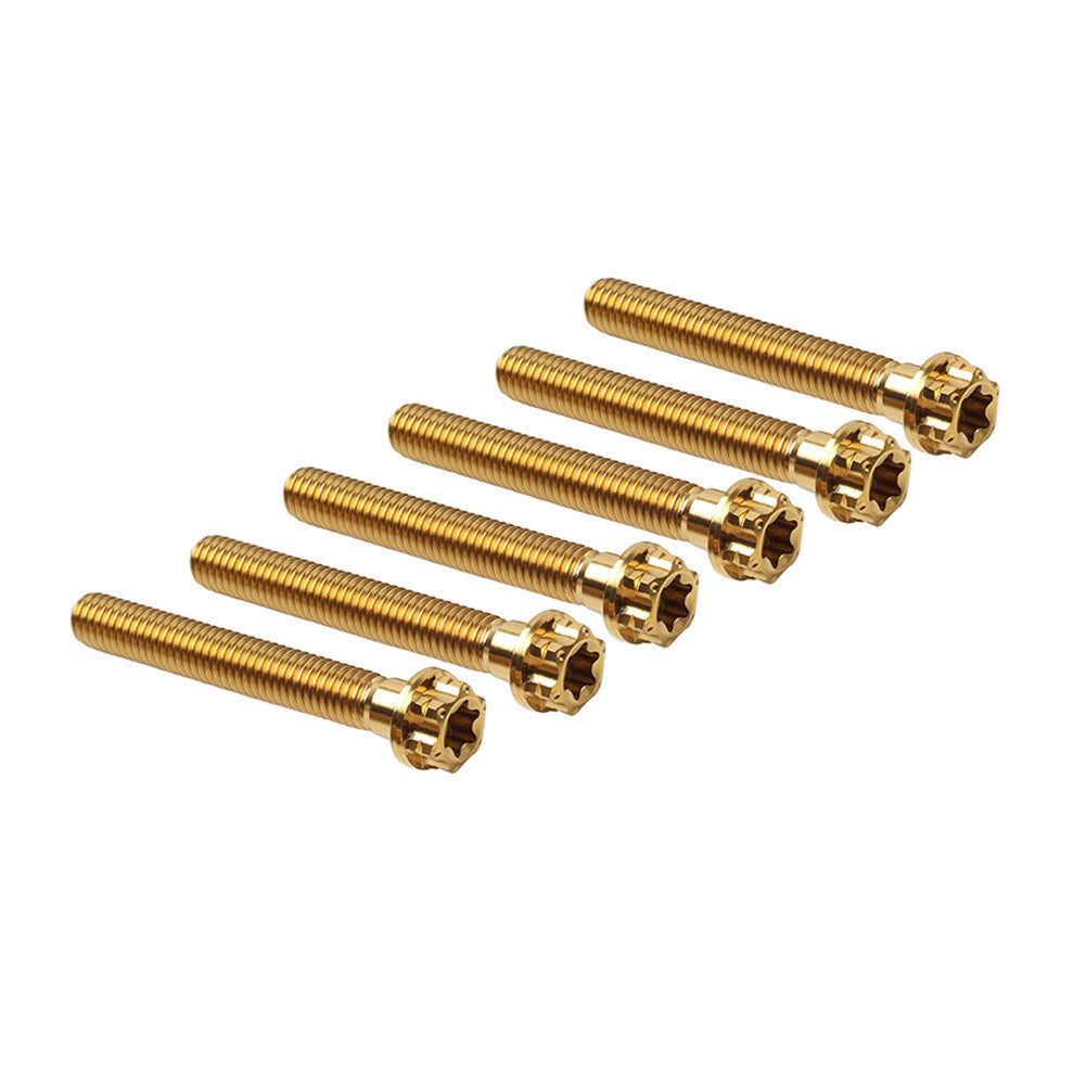 6pcs Bolts Torx Head Flange Screws M8x60mm Gold For Motorcycle Bike