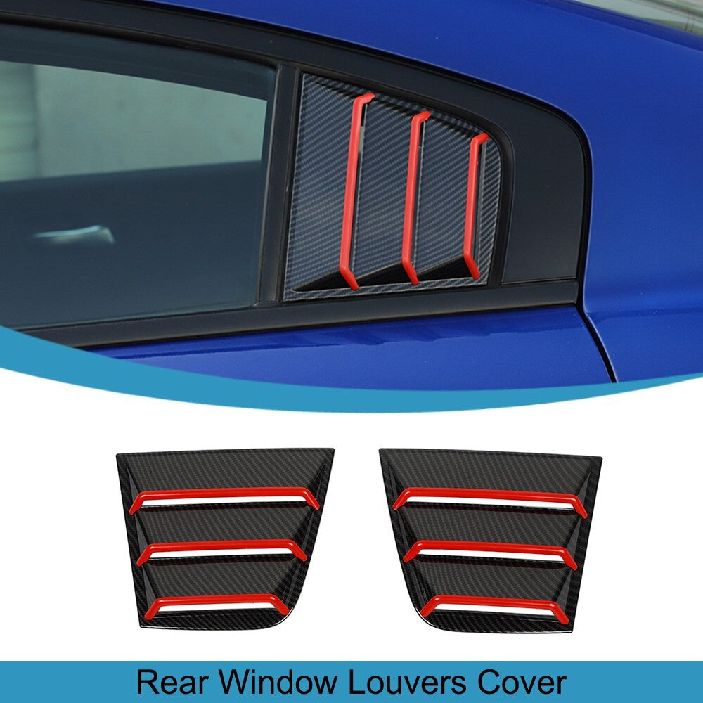 Carbon Fiber Rear Window Louvers Cover Blinds Trim for Dodge Charger 2015-2023