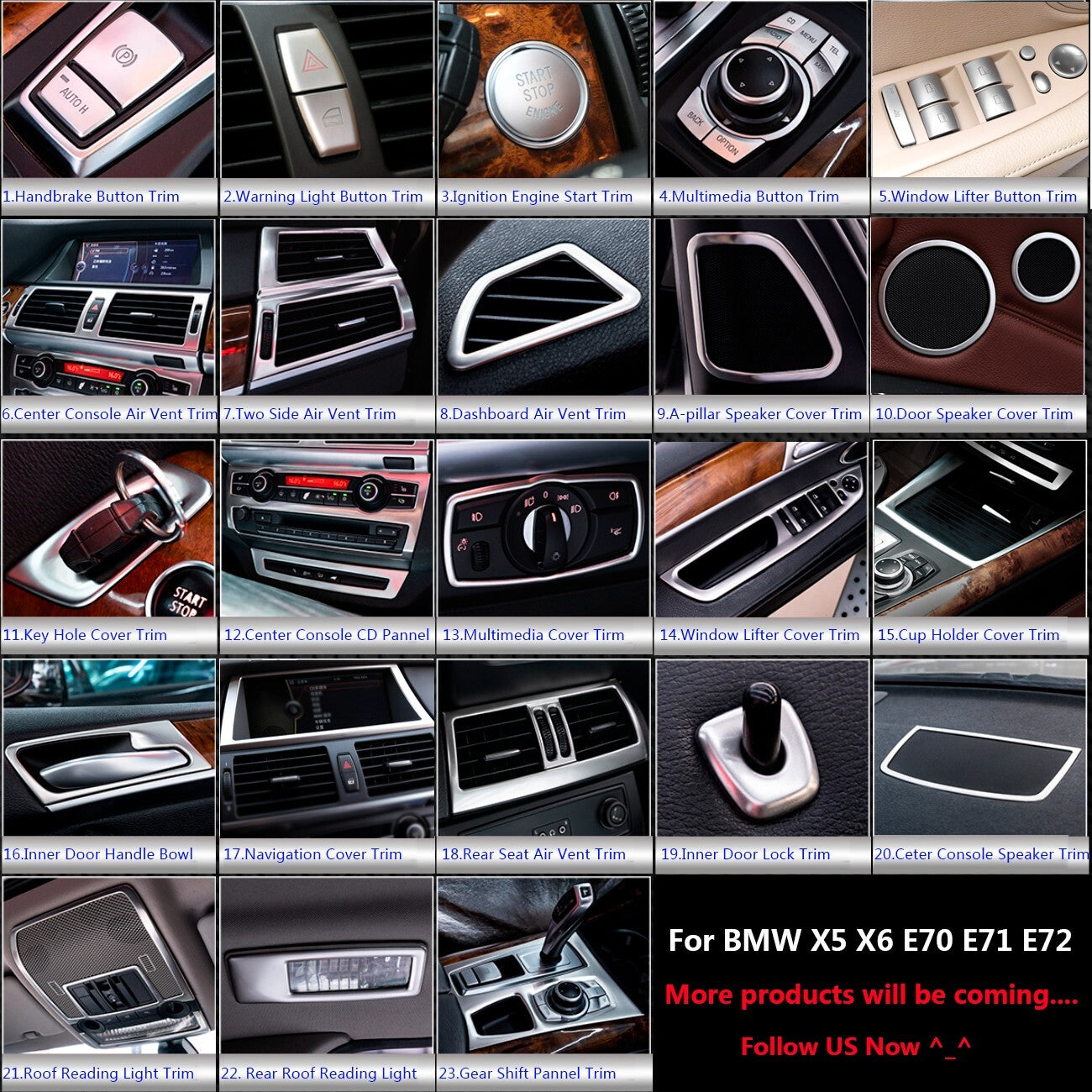 4x Stainless for BMW X3 X4 X5 X6 E70 E71 F25 Car Door Speaker Stereo Cover Trim
