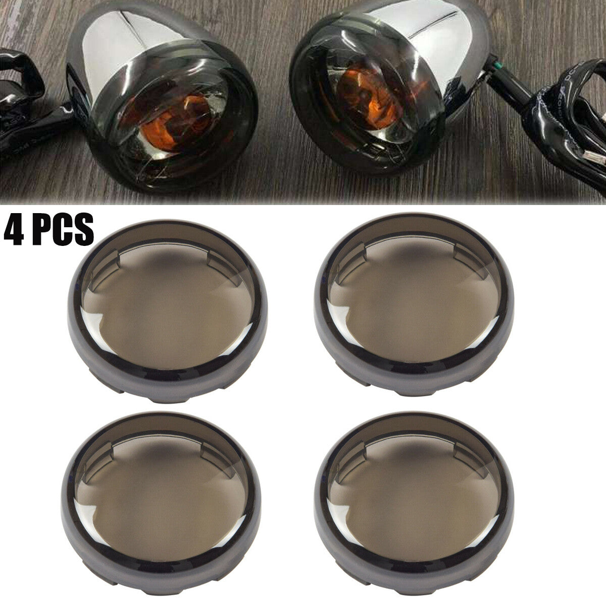 4 Motorcycle Turn Signal Flashing Smoke Lens Covers for Harley Dyna Sportster