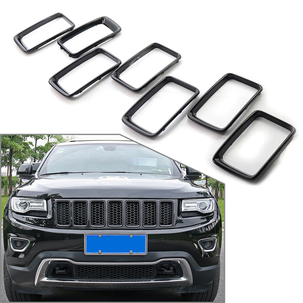 7Pcs Front Grille Grill Inserted Ring Trim Cover for Jeep Grand Cherokee 14-16
