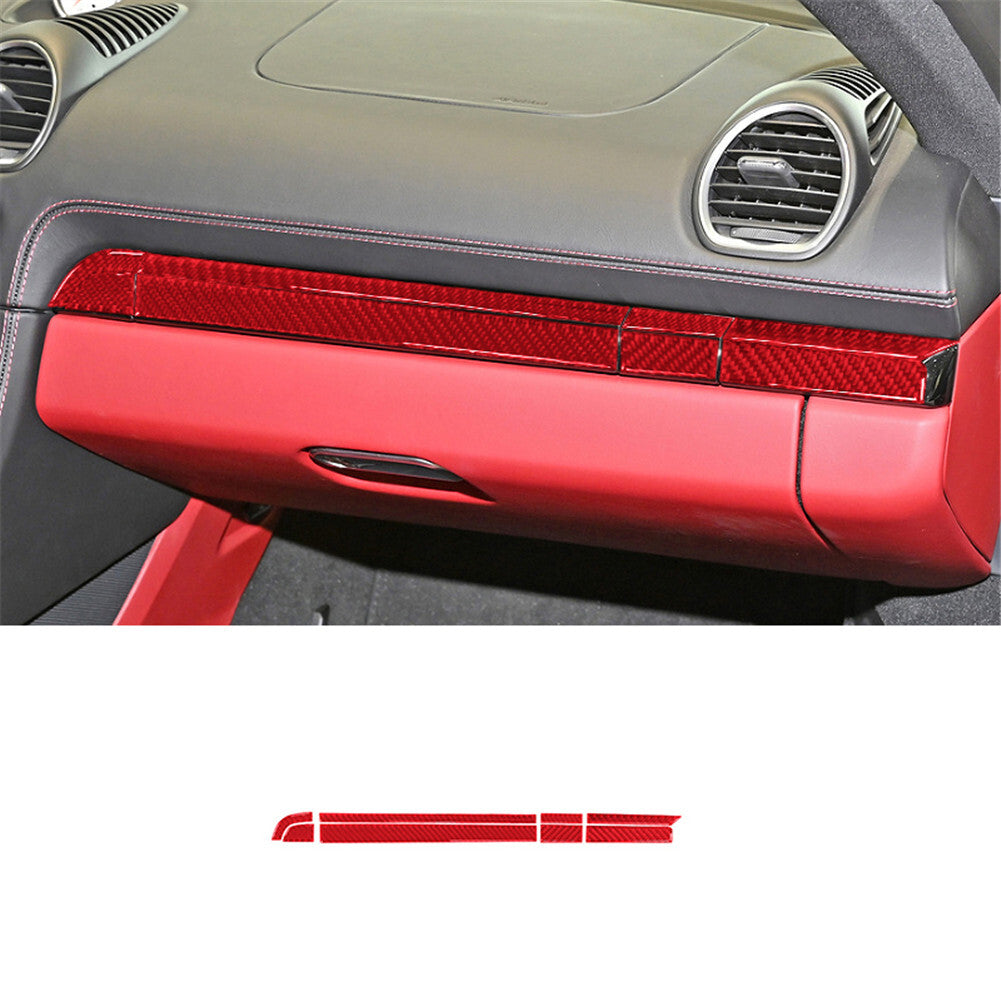 Red Carbon Fiber Interior Passenger Strip Cover Trim for Porsche 718 2016-2022