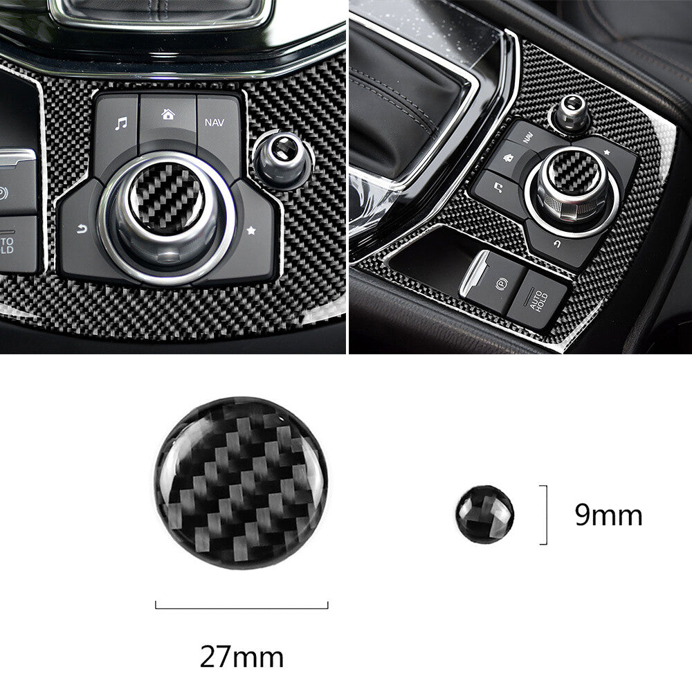 Carbon Fiber Multimedia Switch Button Ring Cover for Mazda 3 6 CX-5 CX-9 2017-18