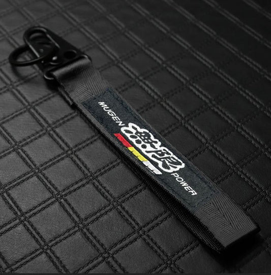 Car keychain, metal key ring, badge, lanyard, black Mugen, suitable for brand new Nissans.