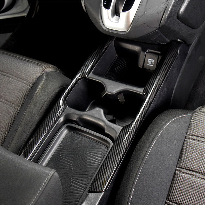 for Honda CR-V 2017-2022 Carbon Fiber Inner Console Water Cup Holder Cover Trim