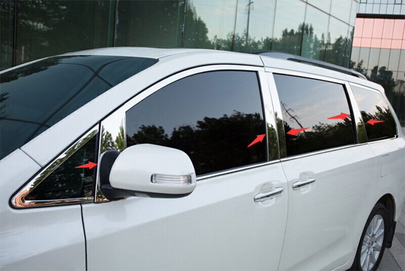 Silver Stainless Window BC-Pillar Panel Trim Post for Toyota for Sienna 2011-2019