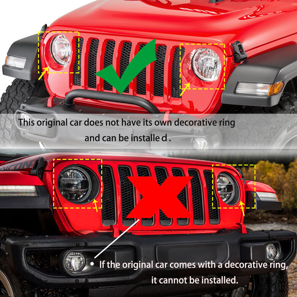For 2018+ for Jeep for Wrangler JL Gladiator JT 2X Car Headlight Lamp Bezel Covers Trim
