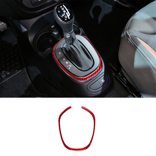Red Carbon Fiber Gear Shift Transmission Suround Cover Trim For 14-17 for Fiat 500L
