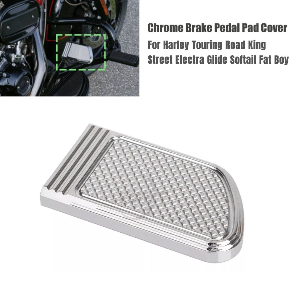 Chrome Brake Pedal Pad Cover for Harley Touring Street Electra Glide 80-up Dyna
