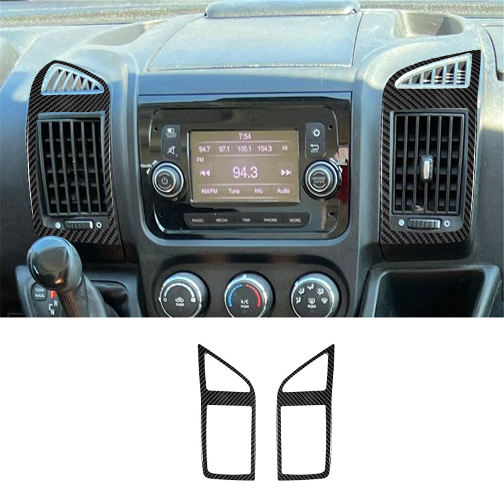 2X Carbon Fiber Central Air Vent Outlet Cover Trim for RAM Promaster 2014-2021