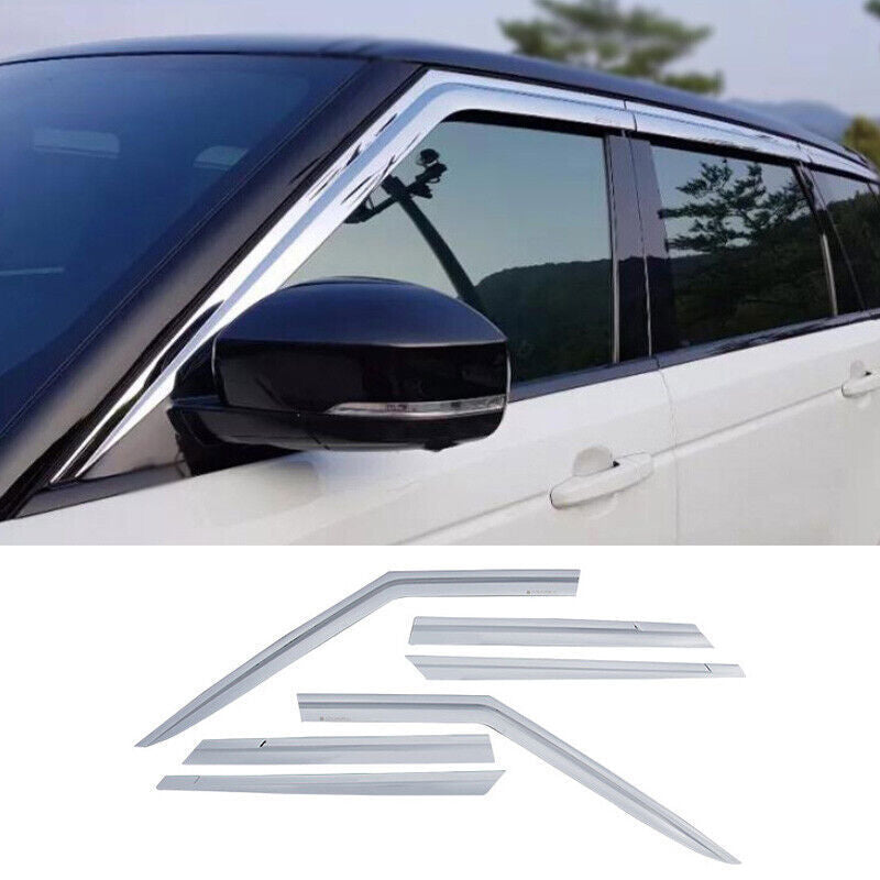 For LR Discovery 5 2017-2024 Chrome Window Visors Sun Rain Guard Vent Deflectors