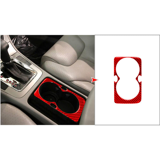 Carbon Fiber Water Cup Holder Trim for Volkswagen for Passat 2006-2007. Red