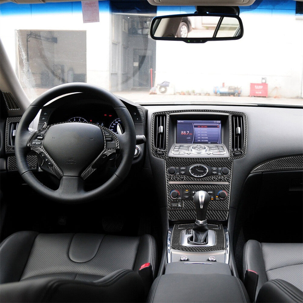 23Pcs Carbon Fiber Interior Full Set Kit Decor Trim for Infiniti G37 2010-13 LHD