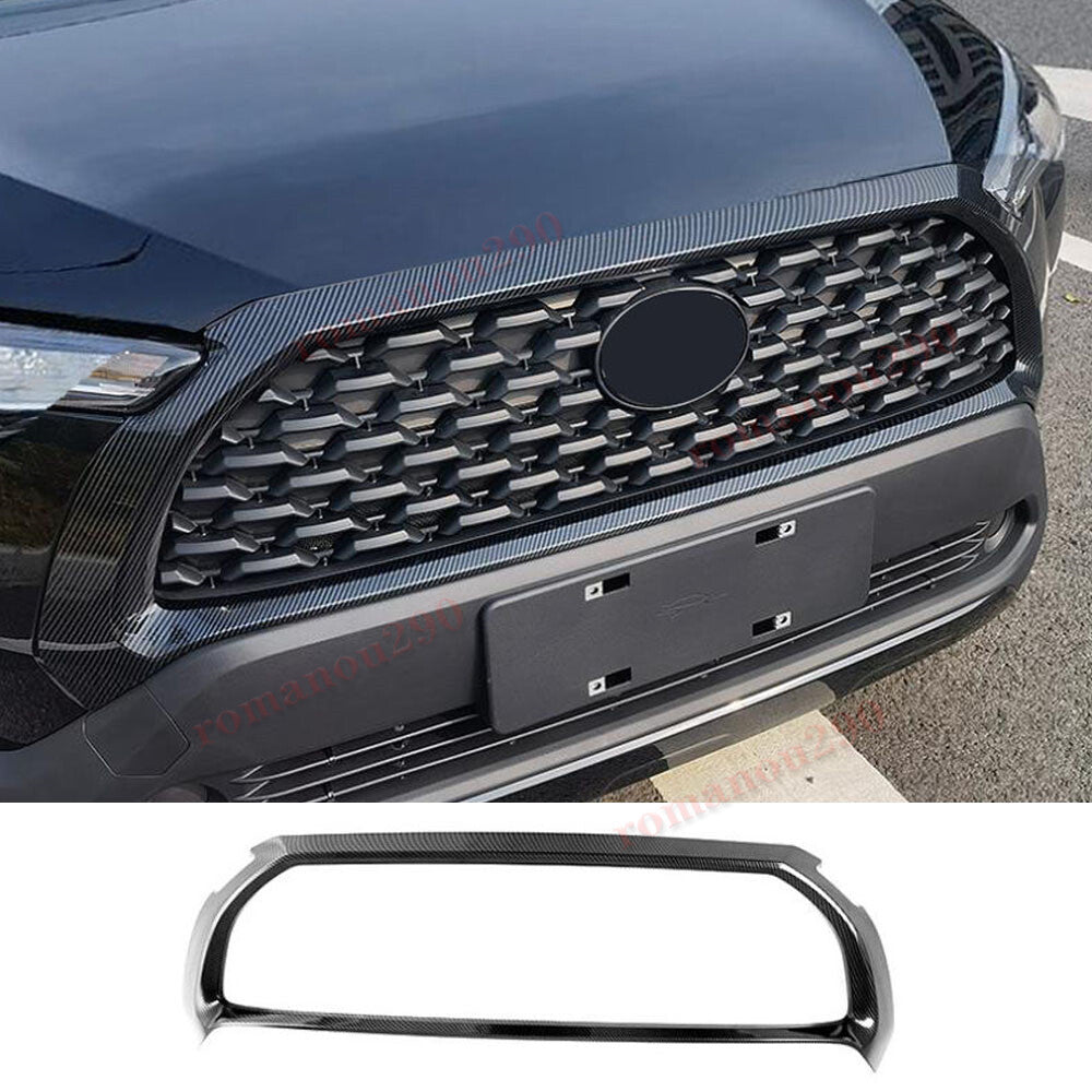 for Toyota for Corolla Cross 2022 Carbon Fiber ABS Front Grille Bezel Frame Trim 1Pc