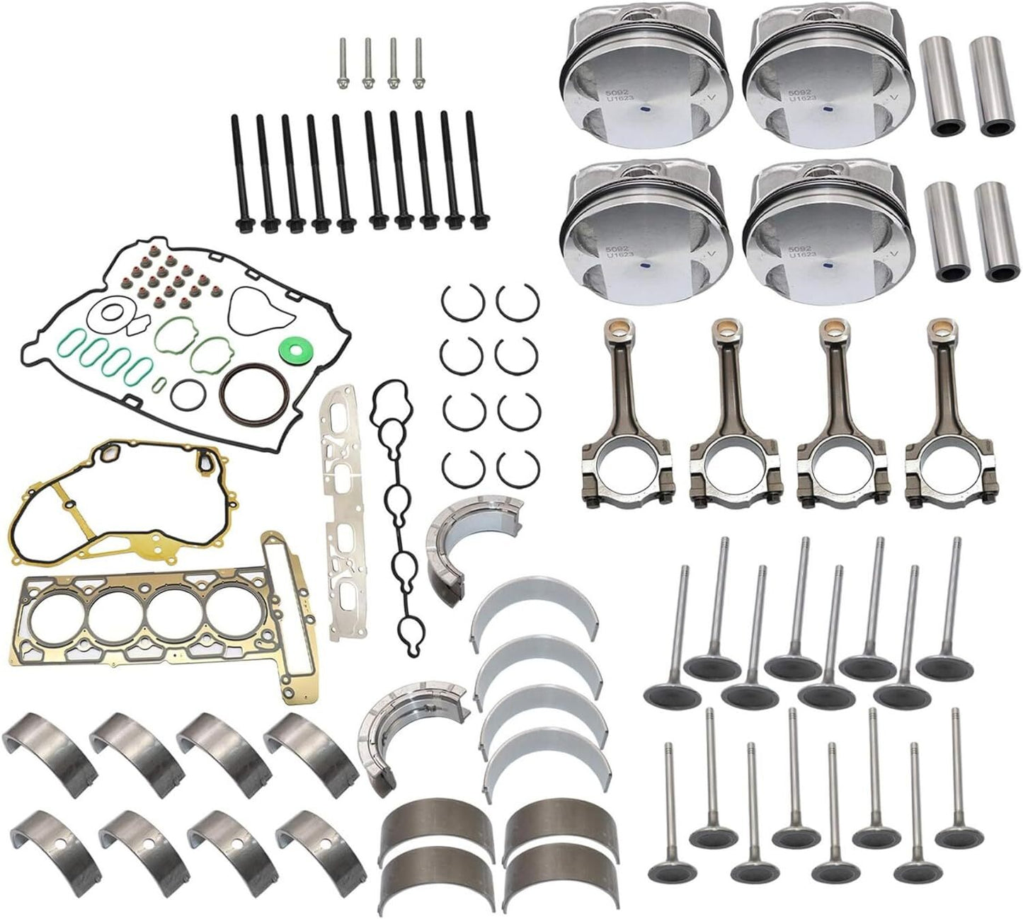 for Buick for Chevrolet for GMC 2.4L Engine Rebuild Overhaul Pistons Valves Seals Kit