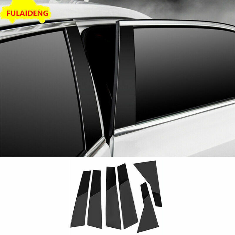 6P for Cadillac XT5 2016-2021 PC Black Door B,C Pillar Mirror Plate Molding trim