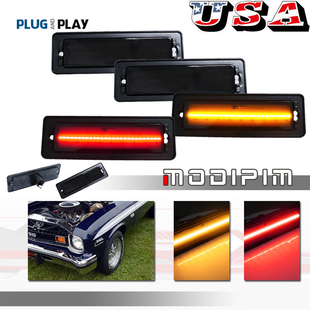Four smoked lens bumper side marker lights for 1970, 1971, 1973, and 1974 for Chevrolet Nova
