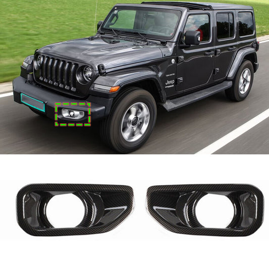 for Jeep for Wrangler JL Sahara 18-22 Pair Fog Lamp Cover Trim Frame Carbon Pattern