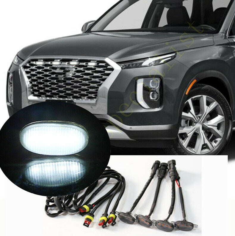 for Hyundai Palisade 2020-23 Style White LED Lamps Front Grill Lights Kit