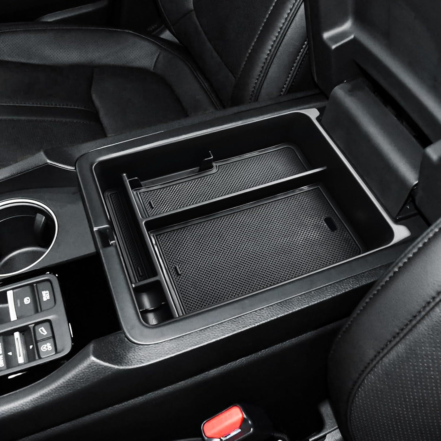 Black ABS Center Console Armrest Storage Box Organizer for Honda Pilot 2023-2025